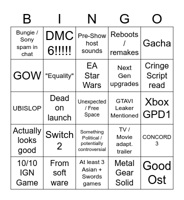 Gamescom Bingo Card
