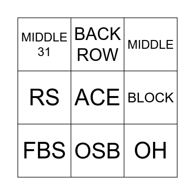 Volleyball Scoring Bingo Card