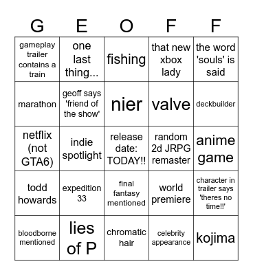 gamescom opening show 2026 Bingo Card