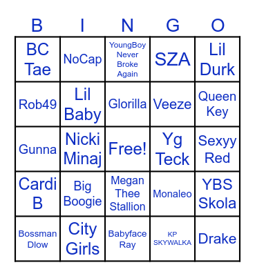 Trap Bingo Card