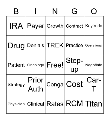 Managed Care Bingo Card