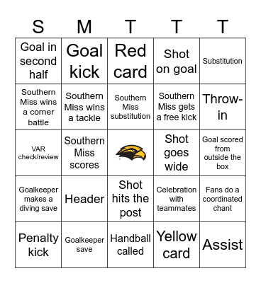 Southern Miss Soccer Bingo Card