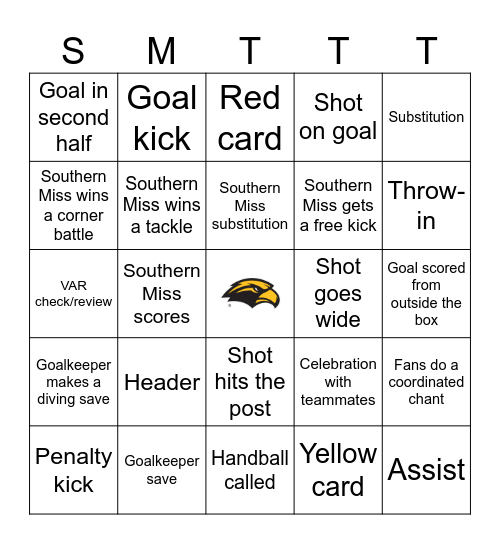 Southern Miss Soccer Bingo Card