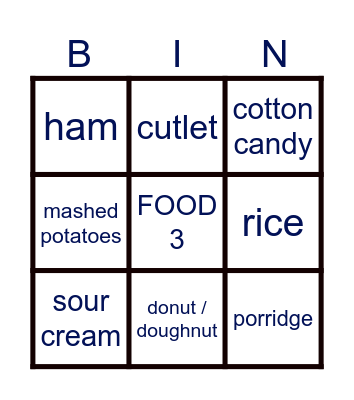 FOOD FOOD FOOD FOOD FOOD FOOD FOOD Bingo Card
