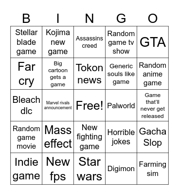 Gamescom Bingo Card