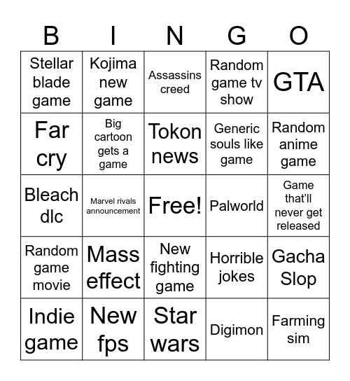 Gamescom Bingo Card