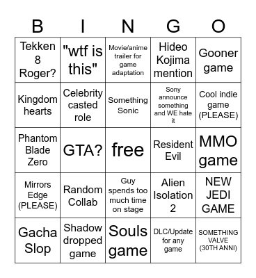 Gamescom 2026 Bingo Card