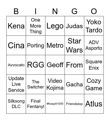 GamesCom 2026 Bingo Card