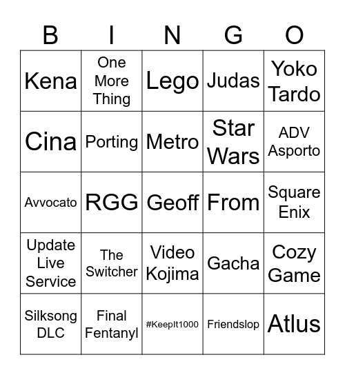 GamesCom 2026 Bingo Card
