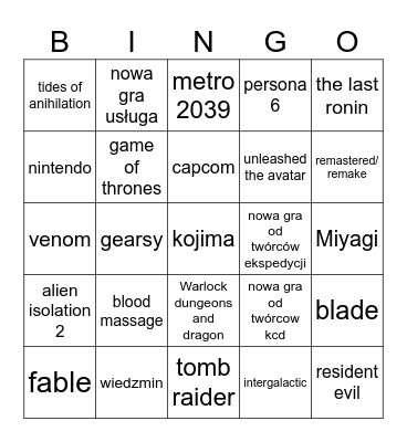 gamescome 2026 Bingo Card