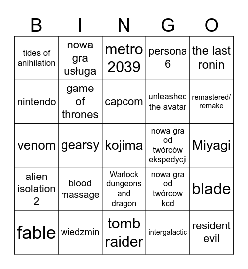 gamescome 2026 Bingo Card