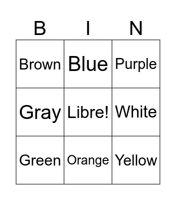 Colores Bingo Card