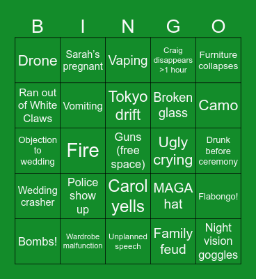 Andrew & Sarah’s Wedding Bingo Card