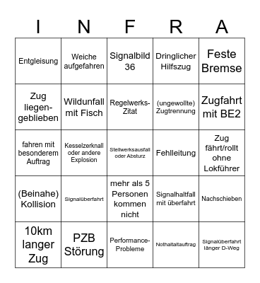 Bingo: Valley Inferno edition Bingo Card
