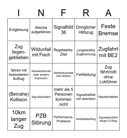 Bingo: Valley Inferno edition Bingo Card