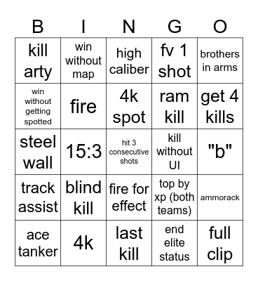 wot Bingo Card