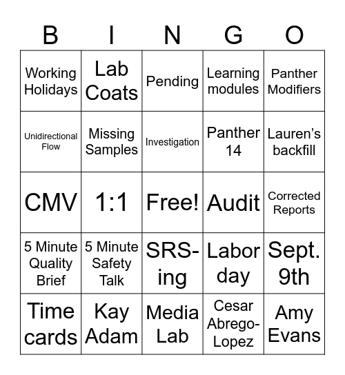 Molecular KEI Bingo Card
