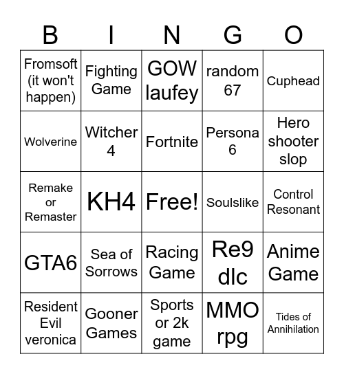 Gamescom Bingo Card