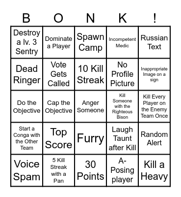 TF2 Bingo Card