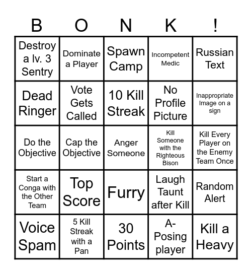 TF2 Bingo Card