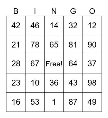 Untitled Bingo Card