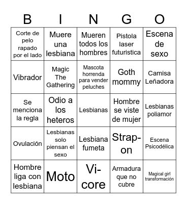 Lesbian space princess Bingo Card