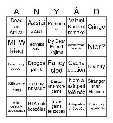 VALAMI GAMESCOM Bingo Card