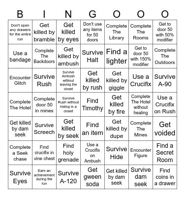 Doors Bingo Card