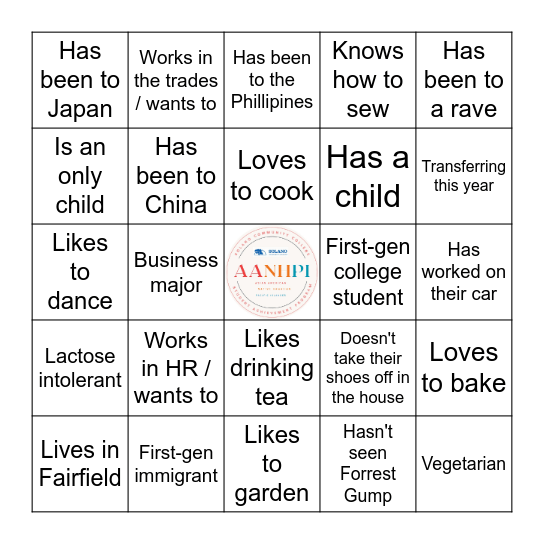 Scavenger Bingo Card