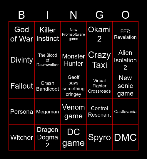 Gamescom 2026 predictions Bingo Card