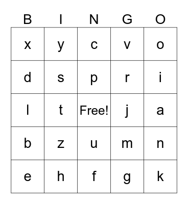 Bingo de alfabeto Bingo Card