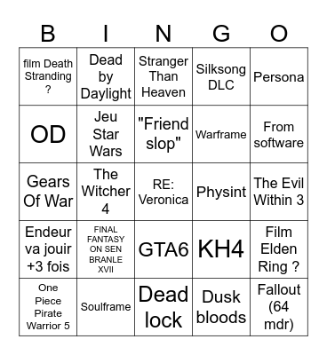 Gallery il veut graille mais Endeur mange tout Bingo Card