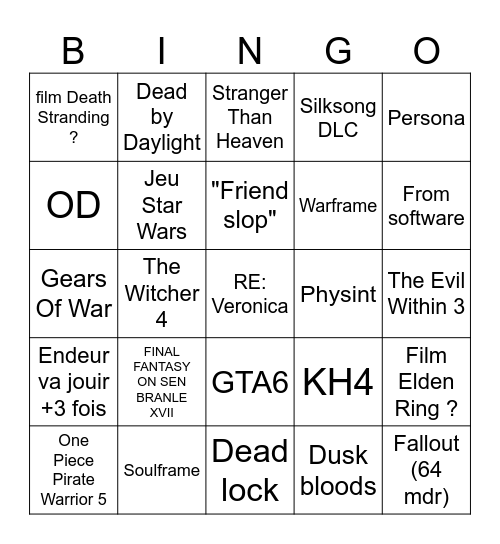 Gallery il veut graille mais Endeur mange tout Bingo Card