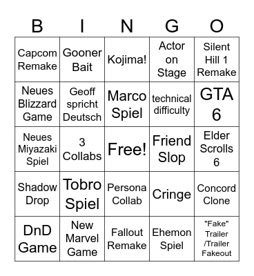 Gamescum Bingo Card