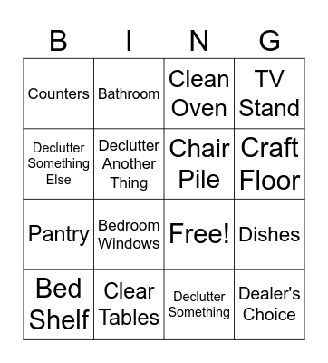 Cleaning Bingo Card