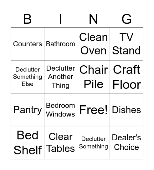 Cleaning Bingo Card