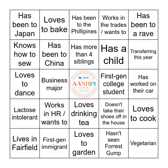 Scavenger Bingo Card