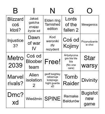 Gamescom 2026 Bingo Card