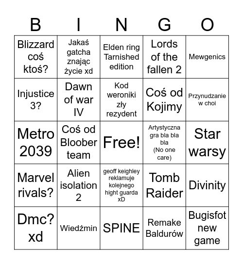Gamescom 2026 Bingo Card