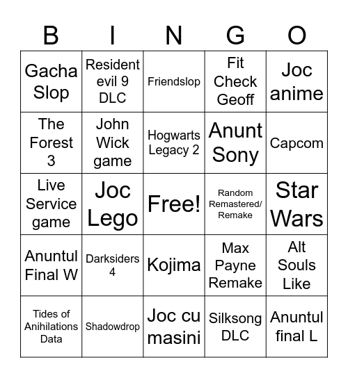 Gamescom 2026 Bingo Card
