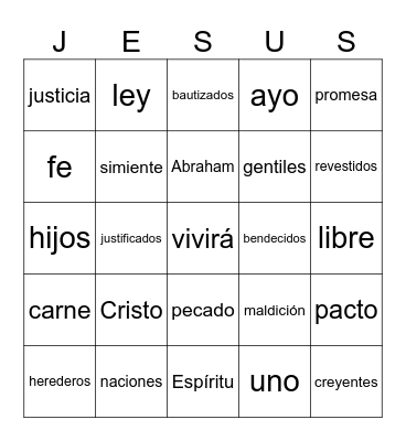 GÁLATAS 3 Bingo Card