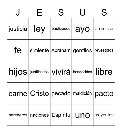 GÁLATAS 3 Bingo Card