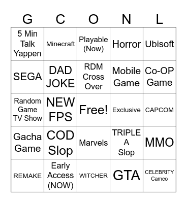 Gamescom ONL 2026 Bingo Card