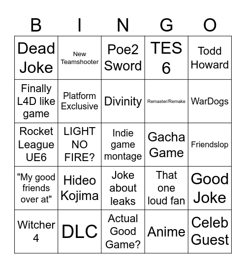 GAMESCOM 2026 Bingo Card