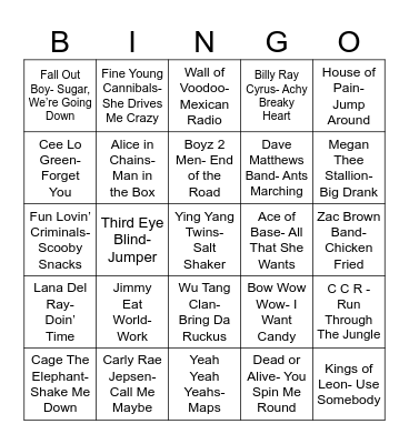 Radio Bingo Three Word Name Bingo Card