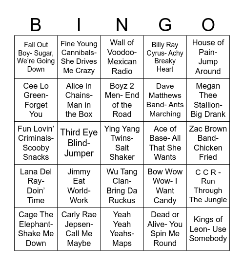 Radio Bingo Three Word Name Bingo Card