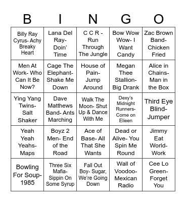 Radio Bingo Three Word Name Bingo Card