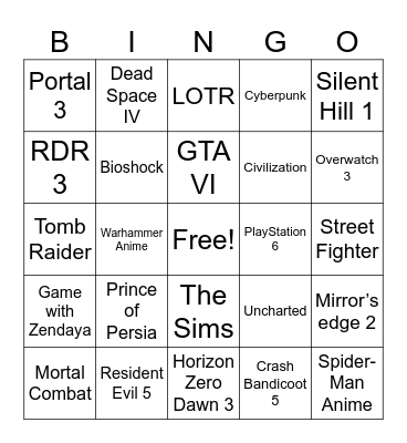 Gamescom Jenya Bingo Card