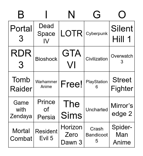 Gamescom Jenya Bingo Card