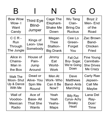 Radio Bingo Three Word Name Bingo Card